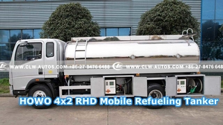 HOWO 4x2 RHD Mobile Refueling Tanker with Mirrored Aluminum Alloy Tank
