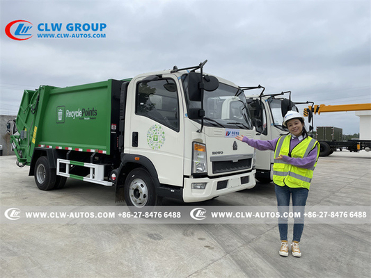 Howo 4x2 120HP 6cbm Compactor Garbage Truck For Sanitation Services