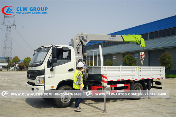 FOTON Cargo Truck Mounted Hydraulic Telescopic Boom Crane 5tons