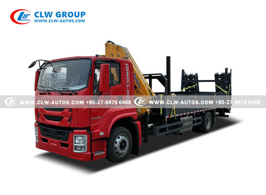 ISUZU FTR 4x2 Flatbed Truck with 6.3-Ton Knuckle Crane and 205HP Euro 6 Engine for 7,000mm Platform Transport