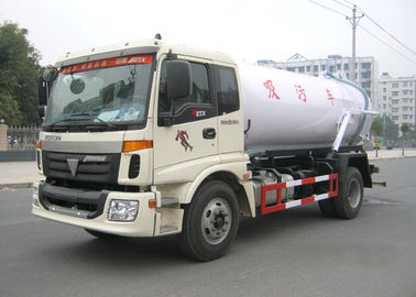 12CBM Vvacuum Cleaner Truck , 10 Tons / 12 Tons Foton 4 X 2 Sewage Suction Tanker Truck