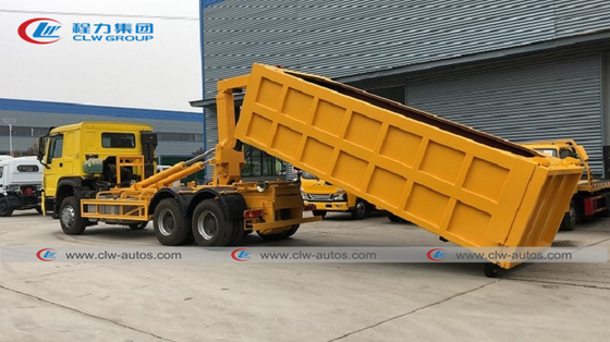 RHD Carbon Steel Q235 20cbm/20m3 339HP Detachable Body Truck Waste Bin Truck