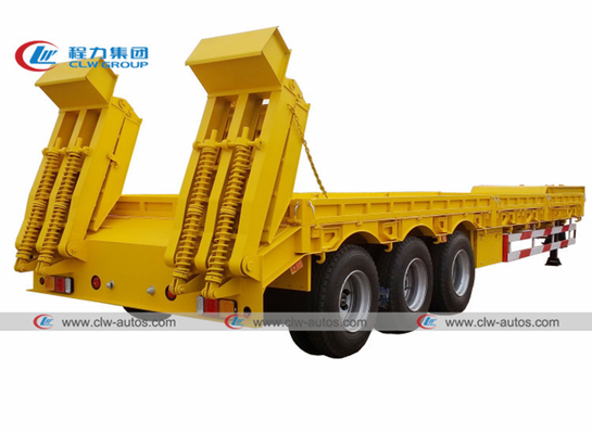 Heavy Duty 3 Axle Lowboy Lowbed Semi Trailer 60 Tons 80 Tons For Excavating Machine