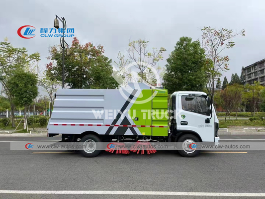 Dongfeng Stainless Steel Four Brushes Street Sweeper Truck 6cbm For Cleaning Dirt