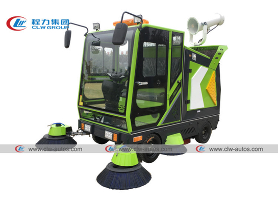 Electric Community Road Sweeper Vehicle 4 Wheels 5 Brushes With Fog Cannon