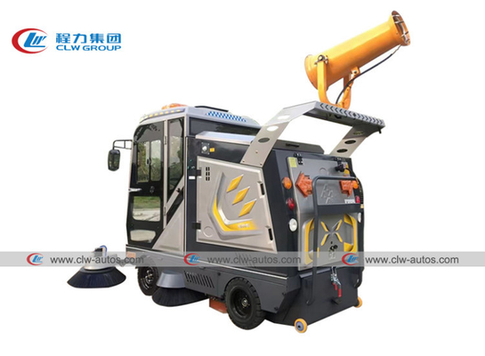 Electric Community Road Sweeper Vehicle 4 Wheels 5 Brushes With Fog Cannon