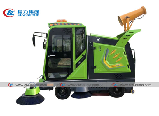 Electric Community Road Sweeper Vehicle 4 Wheels 5 Brushes With Fog Cannon