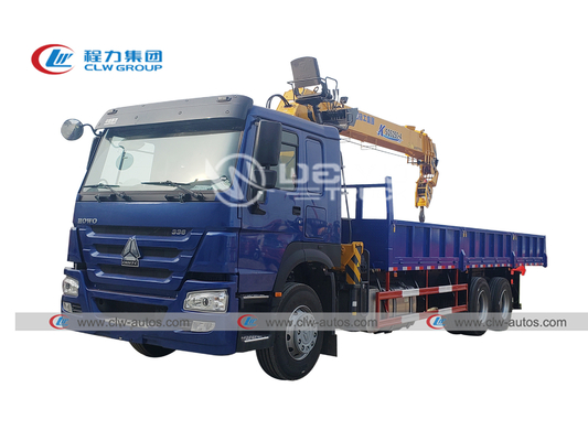 HOWO Truck Mounted Telescopic Boom Crane 336HP 6X4 10 Wheeler 10T 360 Deg Rotation