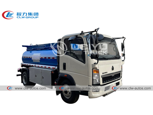 5cbm 5000L HOWO Fuel Tanker Truck Mobile Diesel Tanker With Flowmeter