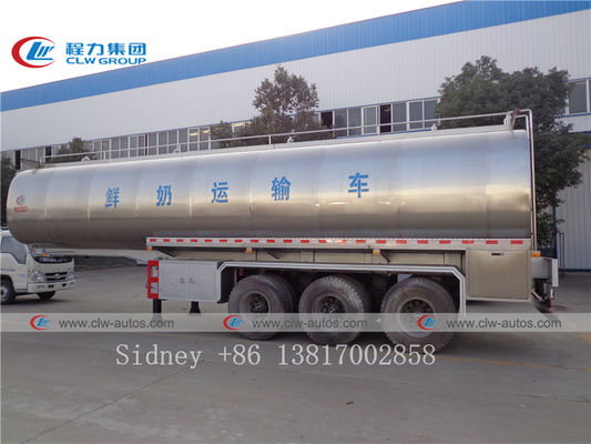 5mm 6mm Stainless Steel Tanker Semi Trailer For Milk Transport