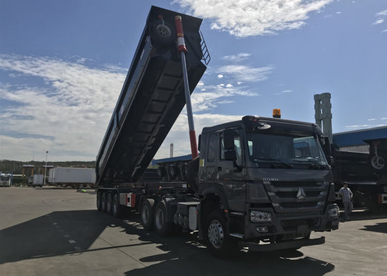 Front Axle Liftable 50t 60t Tipper Trailer With Air Bag Suspension