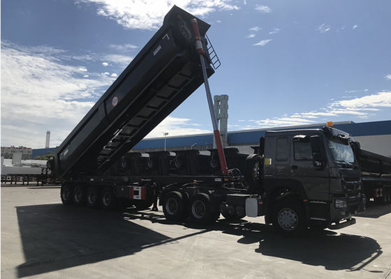 Front Axle Liftable 50t 60t Tipper Trailer With Air Bag Suspension