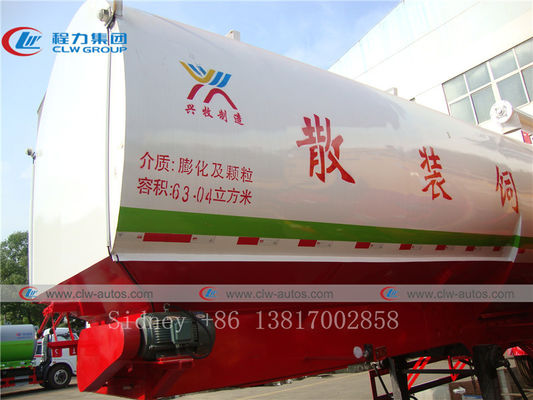 3 Axle 63CBM Bulk Feed Delivery Truck With Thickness 4mm Tank