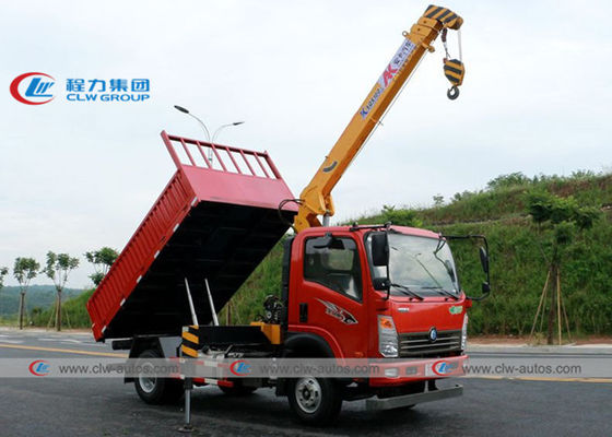 Sinotruk Wangpai 4x2 4T 5T Tipper Dumper Truck With XCMG Straight Arm Crane