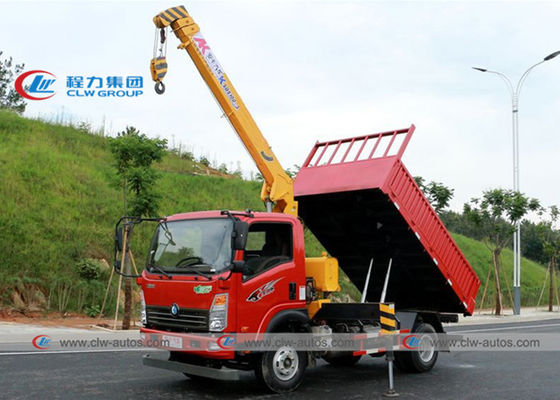 Sinotruk Wangpai 4x2 4T 5T Tipper Dumper Truck With XCMG Straight Arm Crane