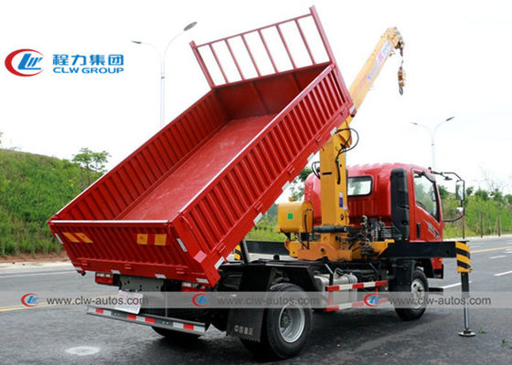 Sinotruk Wangpai 4x2 4T 5T Tipper Dumper Truck With XCMG Straight Arm Crane