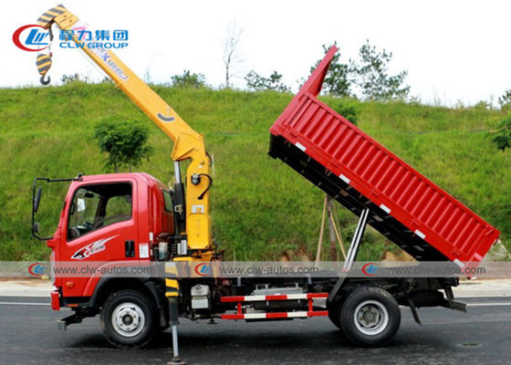 Sinotruk Wangpai 4x2 4T 5T Tipper Dumper Truck With XCMG Straight Arm Crane