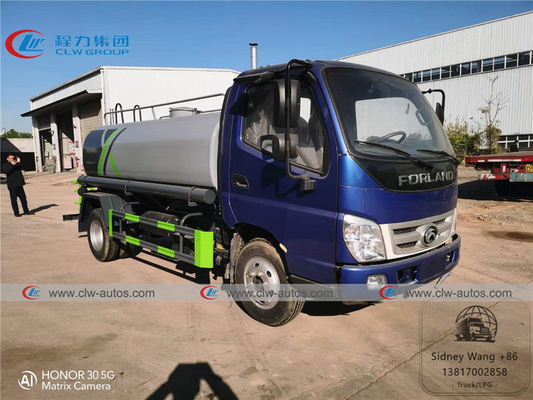 LHD Foton Forland 5 Tons Water Bowser Truck With High Pressure Water Cannon