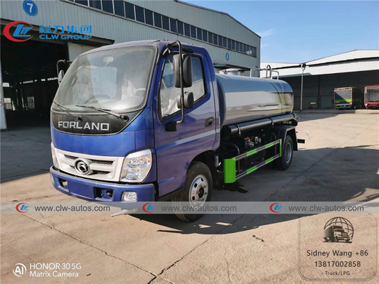 LHD Foton Forland 5 Tons Water Bowser Truck With High Pressure Water Cannon