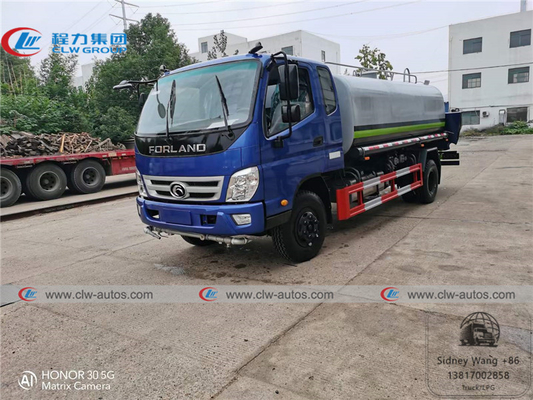 10T Foton Forland 4x2 Water Spraying Truck With High Pressure Water Cannon