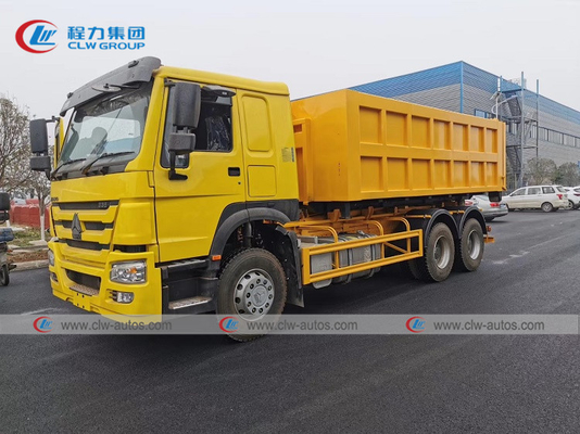 RHD Carbon Steel Q235 20cbm/20m3 339HP Detachable Body Truck Waste Bin Truck