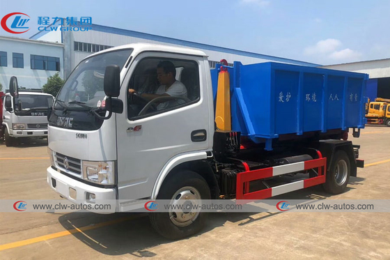 Dongfeng Hydraulic Hook Auto Tipping Garbage Collection Truck 4-6 CBM