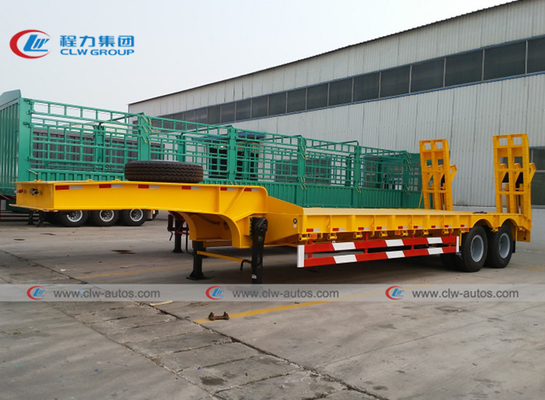 2 Axle Lowbed Lowboy Semi Trailer 40 Tons 45 Tons For Construction Machine