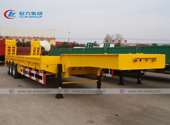 Heavy Duty 3 Axle Lowboy Lowbed Semi Trailer 60 Tons 80 Tons For Excavating Machine