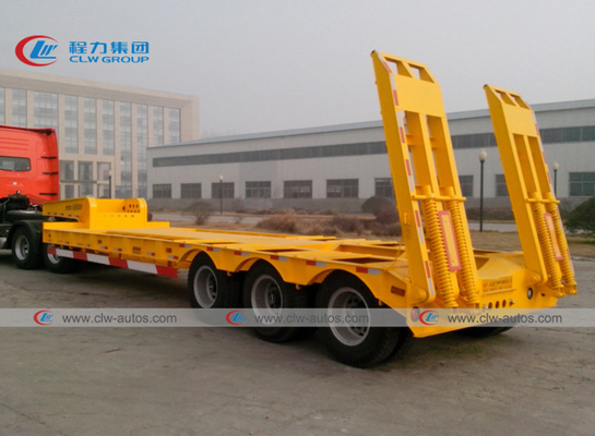 Heavy Duty 3 Axle Lowboy Lowbed Semi Trailer 60 Tons 80 Tons For Excavating Machine